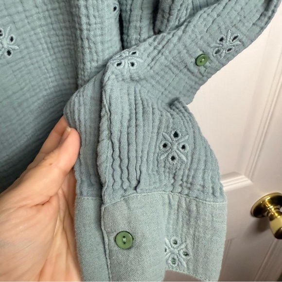 King Universal Women’s Blue Green Blouse Top 100% Cotton Size XL GUC - Picture 5 of 7